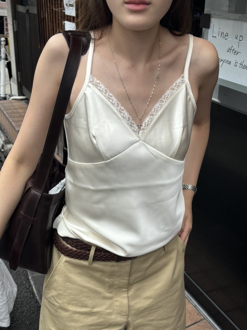 PERMISSION東大門直郵女士新品時尚人氣吊帶背心蕾絲無袖PERMISSION吊帶/背心