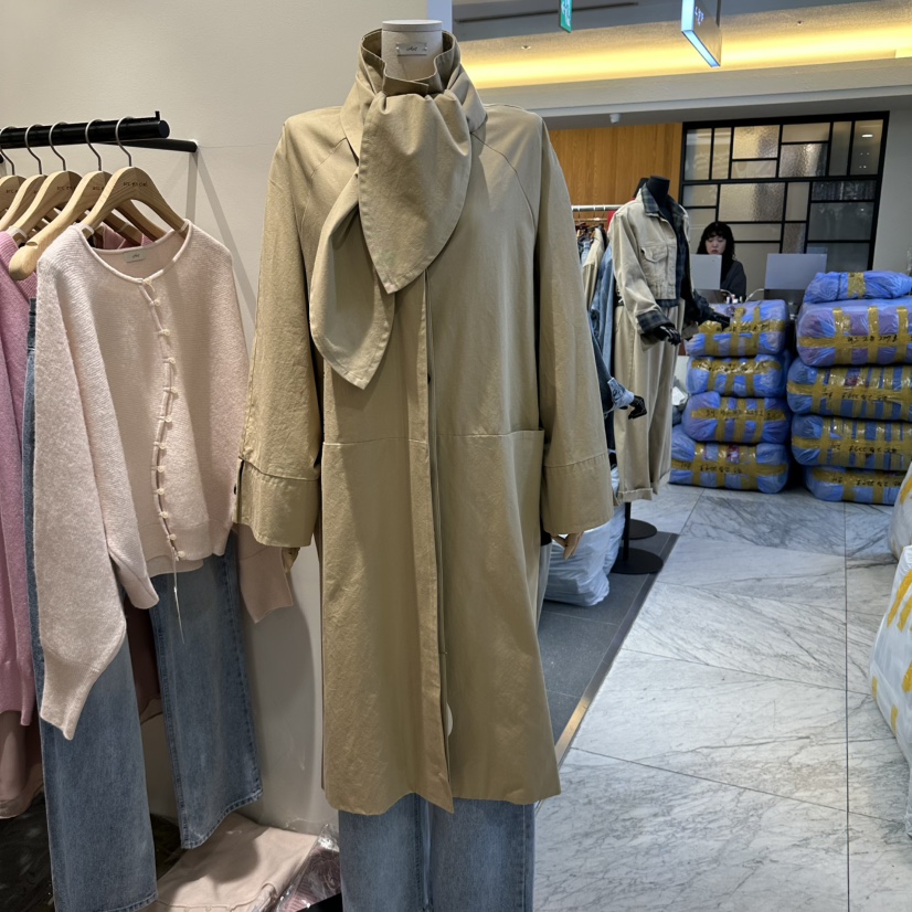 ARC東大門代購女裝新品熱賣真品人氣推薦時尚長款風衣含圍巾ARC EN CIEL長款風衣圖色1