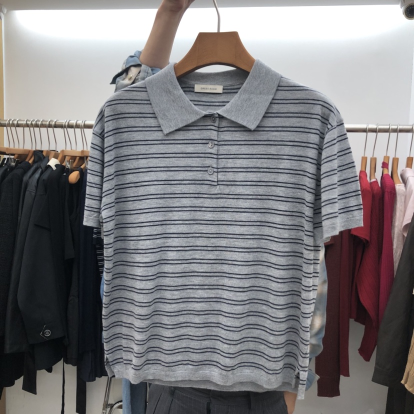 DRESS ROOM東大門直郵女裝新品推薦真品時尚人氣T恤條紋DRESS ROOMT恤圖色2灰