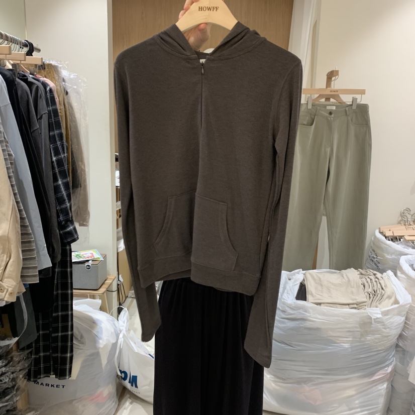 HOWFF東大門代購女裝新品推薦真品熱賣休閑長袖T恤連帽衫HOWFF長袖T恤圖色2