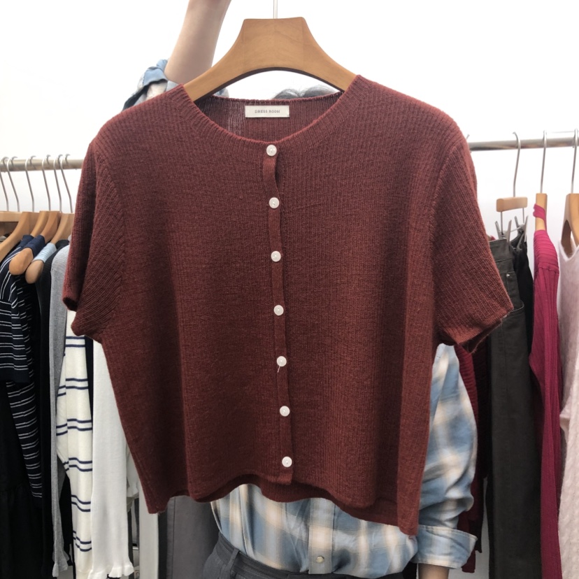 DRESS ROOM韓國直郵女士新品人氣休閑時尚開衫短袖針織衫DRESS ROOM開衫圖色3