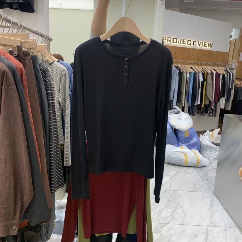 MADEMOISELL東大門代購女士新品人氣推薦熱賣時尚長袖T恤MADEMOISELL長袖T恤圖色2黑