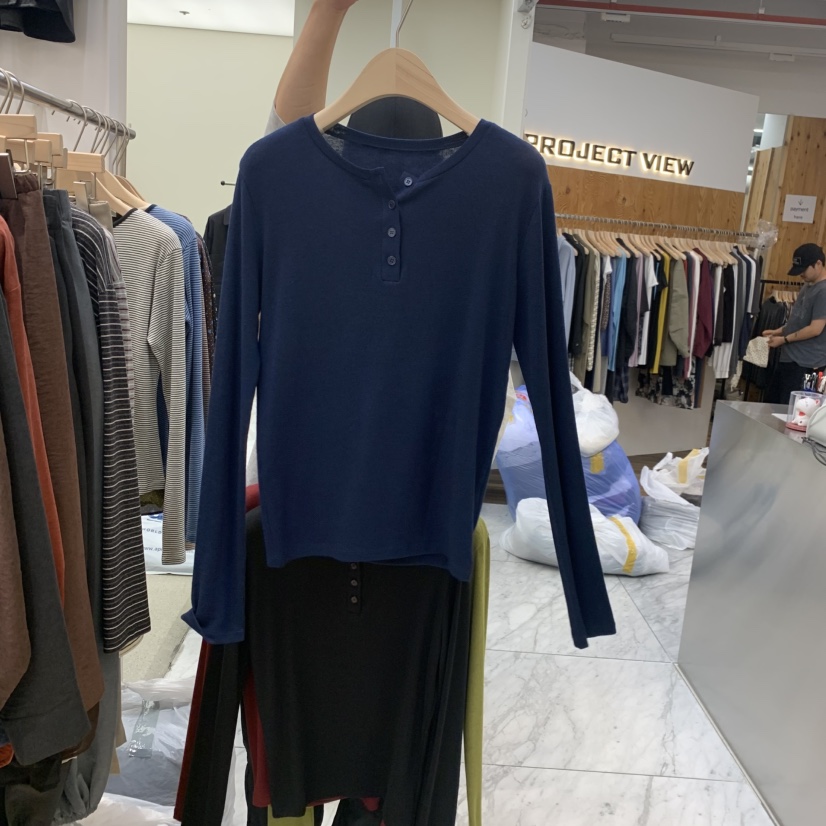 MADEMOISELL東大門代購女士新品人氣推薦熱賣時尚長袖T恤MADEMOISELL長袖T恤圖色4深藍色