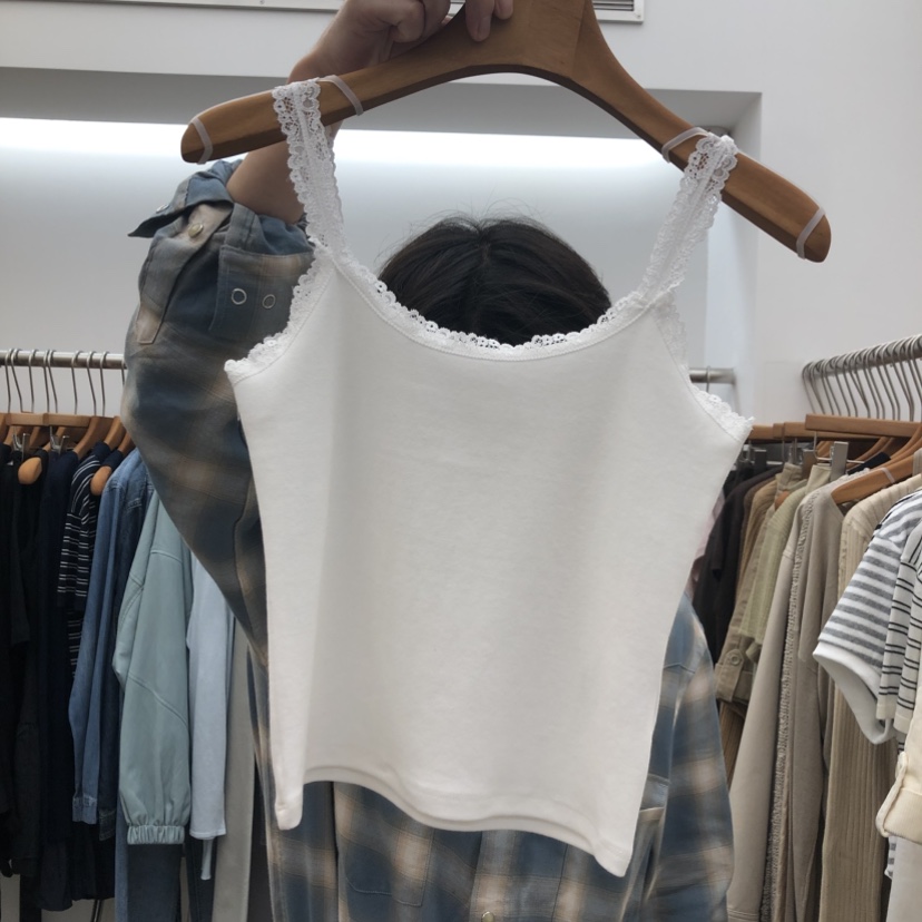 DRESS ROOM韓國代購女裝新款時尚人氣推薦熱賣吊帶背心蕾絲DRESS ROOM吊帶/背心圖色1白