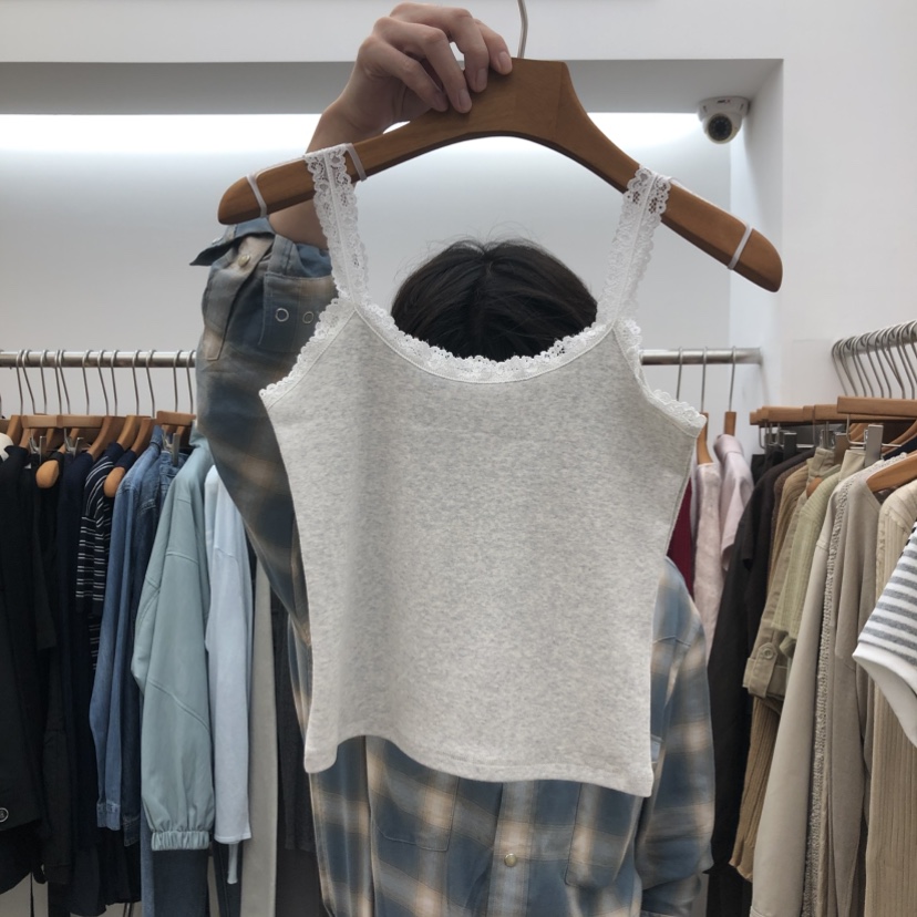 DRESS ROOM韓國代購女裝新款時尚人氣推薦熱賣吊帶背心蕾絲DRESS ROOM吊帶/背心圖色2灰