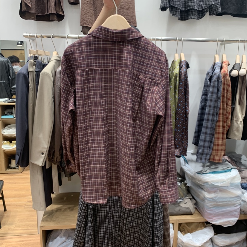 MADEMOISELL東大門直郵女士新款休閑真品人氣襯衫蕾絲衫格子MADEMOISELL襯衫/蕾絲衫