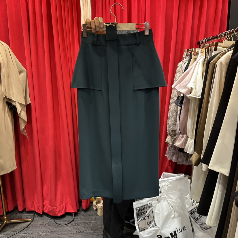 HERISH-HAUTE韓國代購女士新品休閑時尚推薦人氣長裙含腰帶HERISH-HAUTE長裙圖色4
