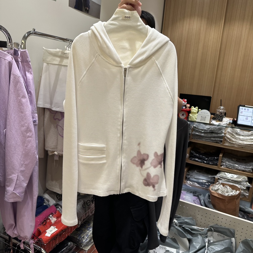 EEE東大門直郵女裝新款熱賣真品推薦休閑衛衣華夫格連帽衫EEE衛衣圖色1