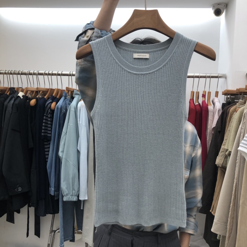 DRESS ROOM韓國代購女裝新品推薦人氣時尚真品吊帶背心圓領DRESS ROOM吊帶/背心圖色4藍色