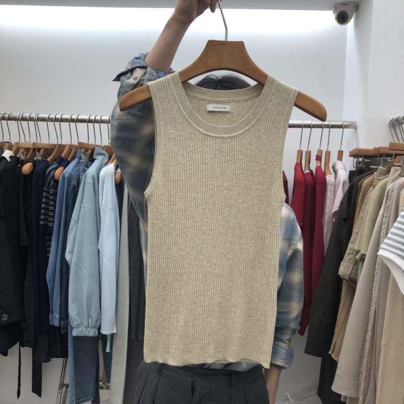 DRESS ROOM韓國代購女裝新品推薦人氣時尚真品吊帶背心圓領DRESS ROOM吊帶/背心圖色5燕麥