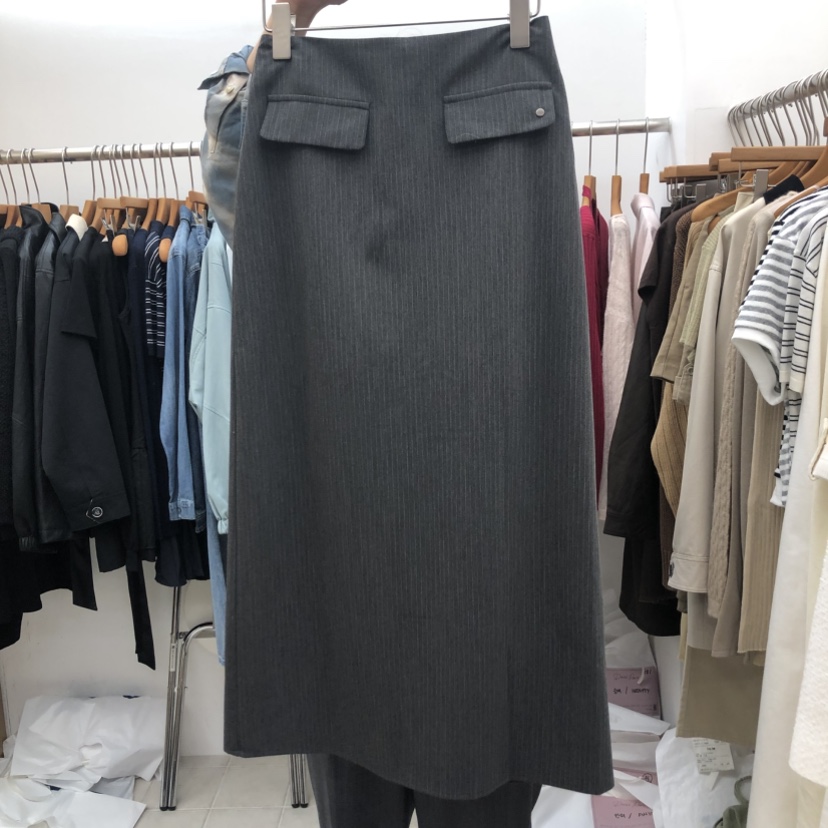 DRESS ROOM東大門代購女士新款熱賣休閑推薦時尚長裙條紋DRESS ROOM長裙圖色1墨