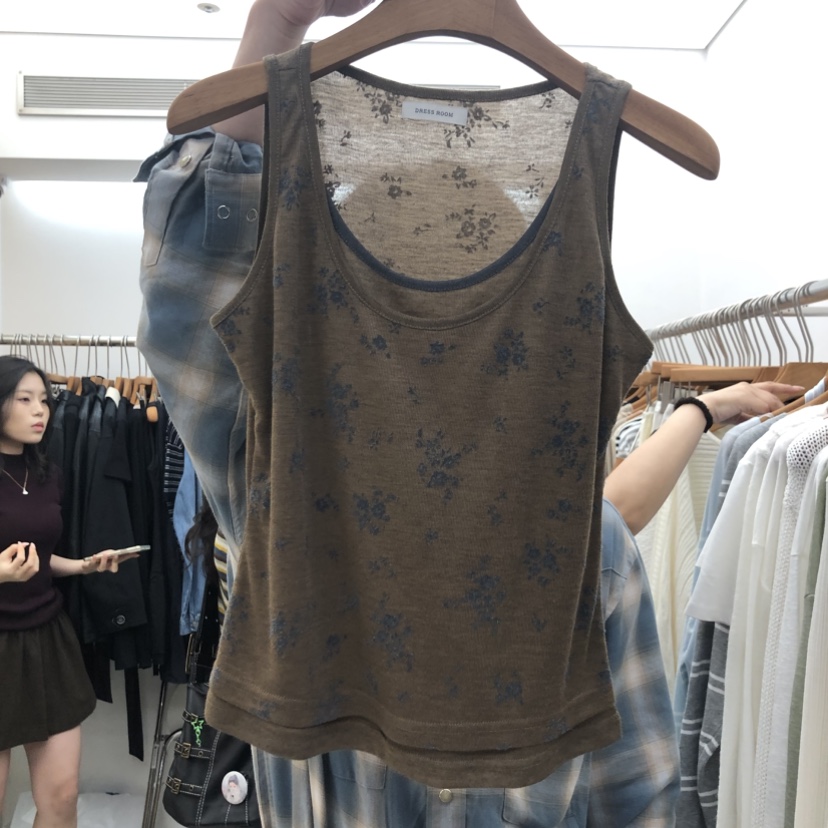 DRESS ROOM韓國代購女裝新款休閑真品熱賣吊帶背心不含無袖DRESS ROOM吊帶/背心圖色2