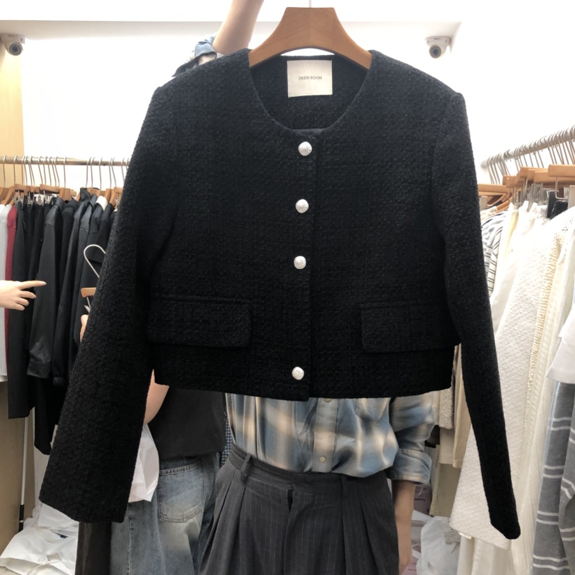 DRESS ROOM東大門直郵女士新品時尚真品人氣夾克粗花呢經典DRESS ROOM夾克圖色2