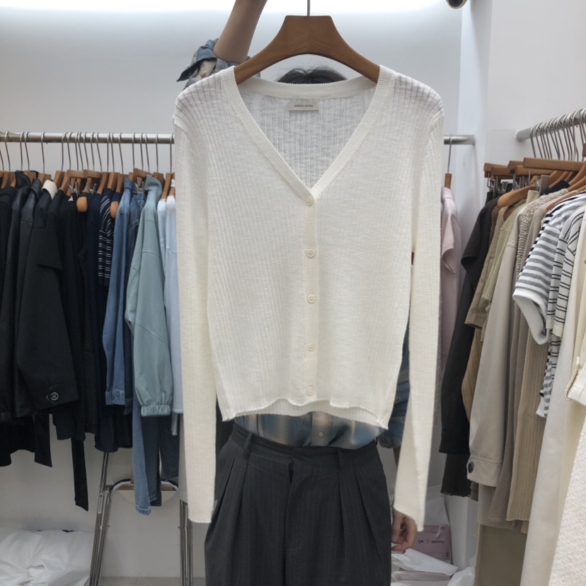 DRESS ROOM韓國直郵女裝新款推薦休閑人氣長袖T恤V領開衫DRESS ROOM長袖T恤圖色3