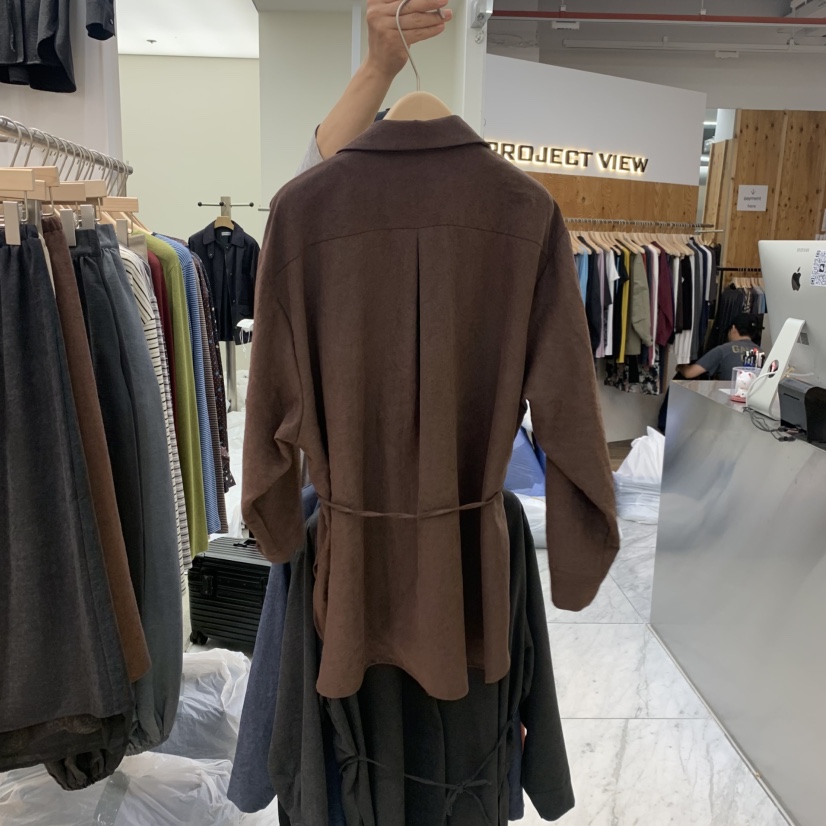 MADEMOISELL東大門直郵女士新品休閑時尚襯衫蕾絲衫含繩麂皮MADEMOISELL襯衫/蕾絲衫