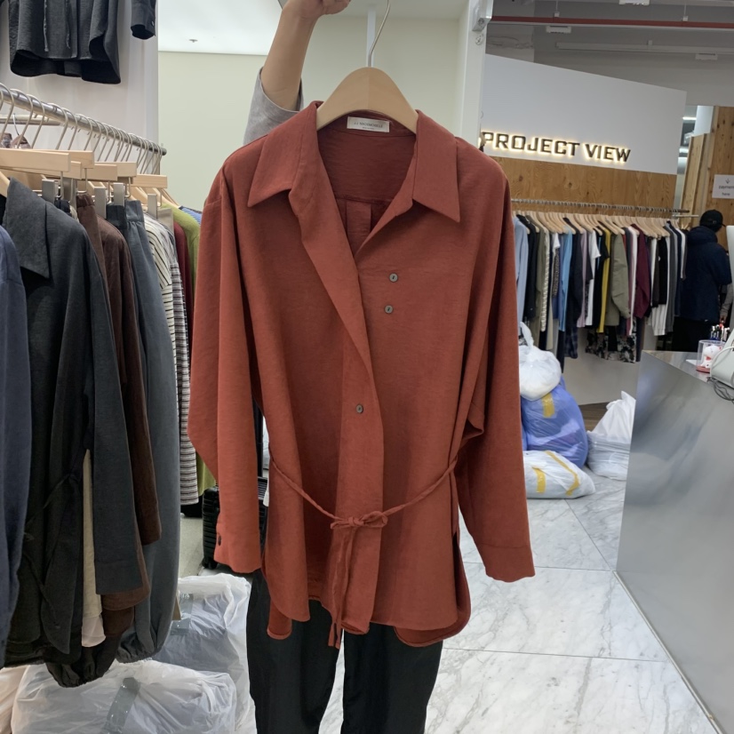 MADEMOISELL東大門直郵女士新品休閑時尚襯衫蕾絲衫含繩麂皮MADEMOISELL襯衫/蕾絲衫圖色1