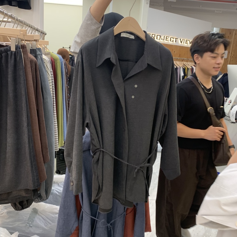 MADEMOISELL東大門直郵女士新品休閑時尚襯衫蕾絲衫含繩麂皮MADEMOISELL襯衫/蕾絲衫圖色3