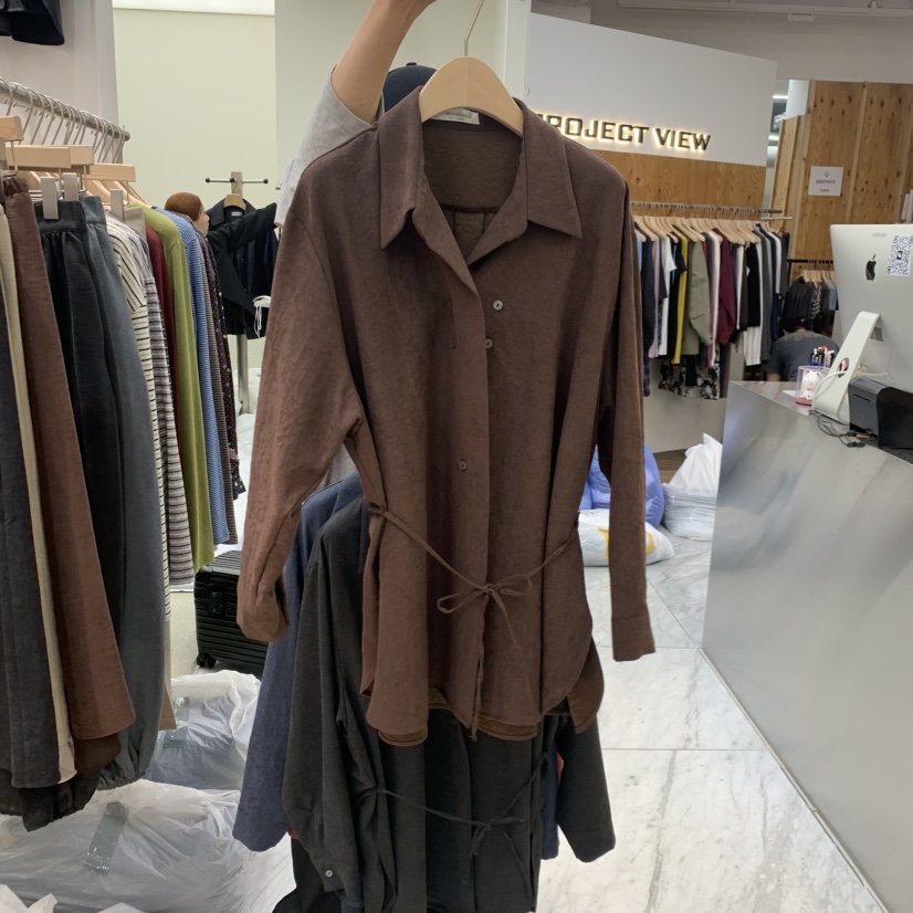 MADEMOISELL東大門直郵女士新品休閑時尚襯衫蕾絲衫含繩麂皮MADEMOISELL襯衫/蕾絲衫圖色4