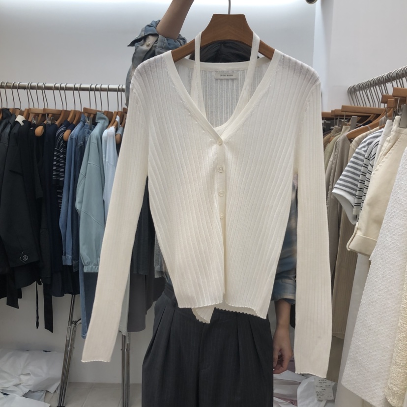 DRESS ROOM東大門實拍女裝新品推薦休閑真品套裝露背開衫DRESS ROOM套裝圖色3