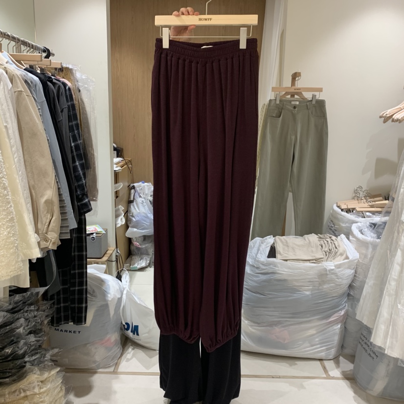HOWFF韓國代購女士新品推薦熱賣休閑真品人氣時尚休閑褲拉絨HOWFF休閑褲圖色3酒紅