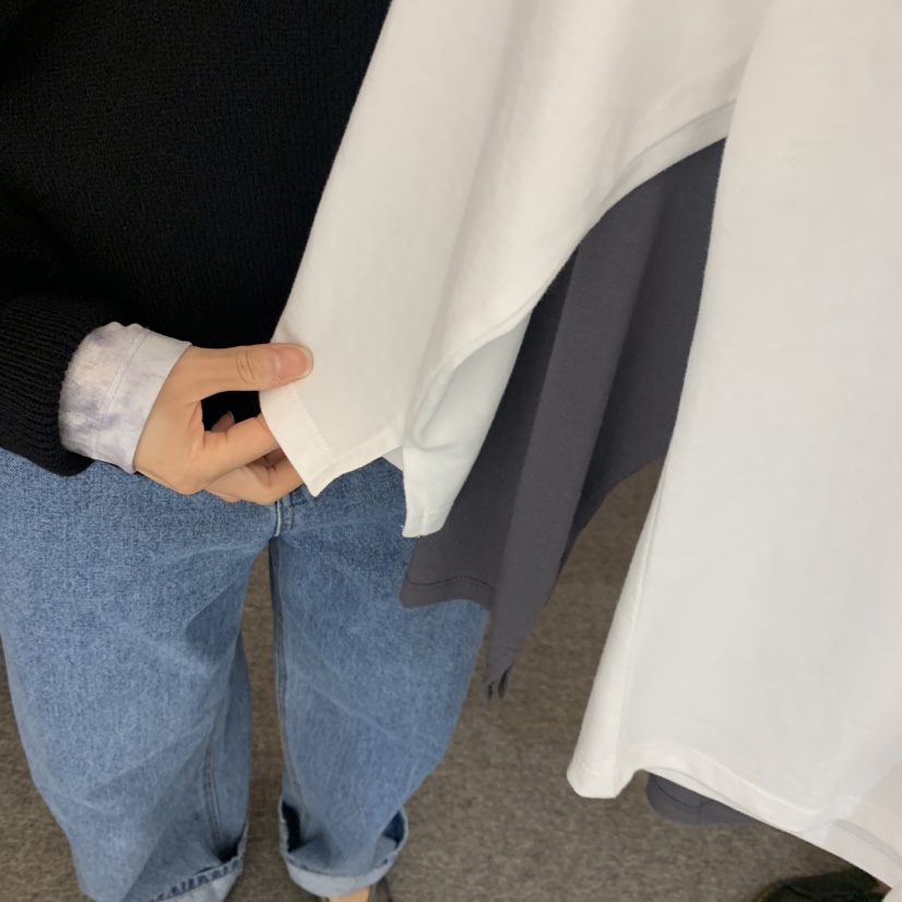 MAG韓國代購女裝新款熱賣時尚真品休閑人氣推薦長袖T恤V領SALONDEMAG長袖T恤