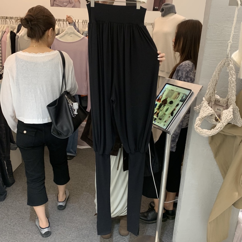MAG東大門實拍女士新品推薦時尚休閑真品熱賣人氣休閑褲褶皺SALONDEMAG休閑褲圖色2黑