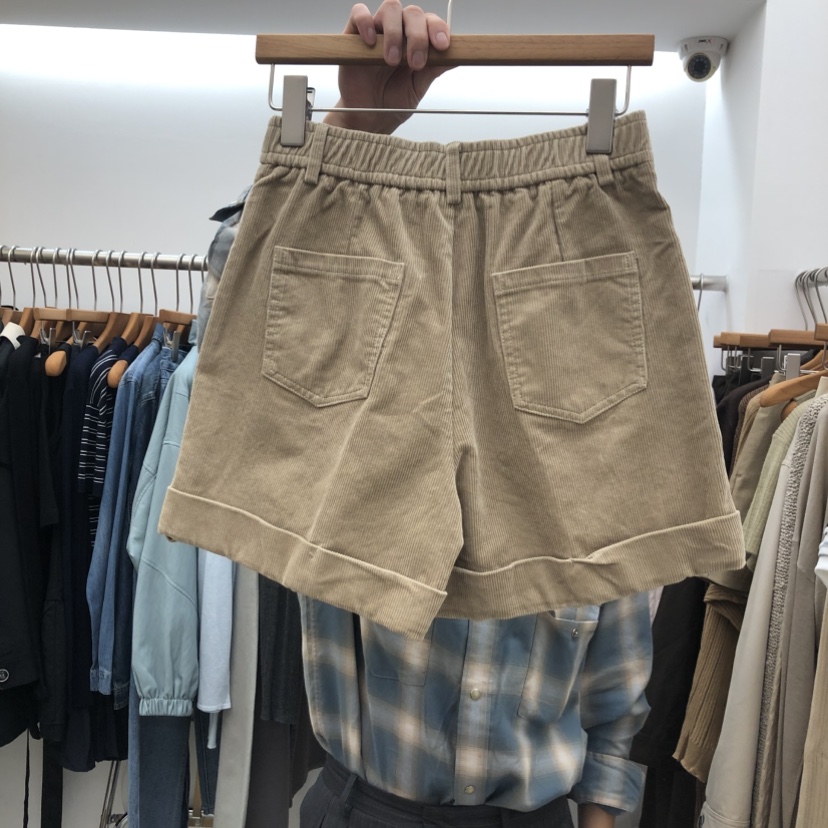 DRESS ROOM東大門直郵女士新款人氣真品熱賣休閑短褲燈芯絨DRESS ROOM短褲