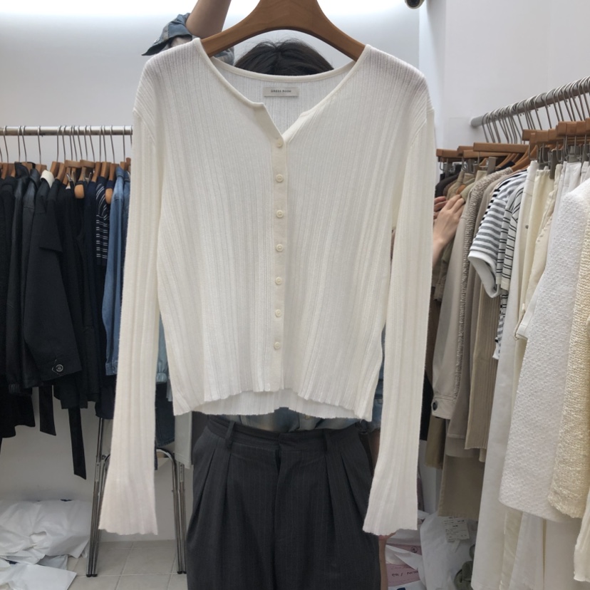 DRESS ROOM韓國直郵女士新款真品推薦人氣熱賣開衫開衫羅紋DRESS ROOM開衫圖色1