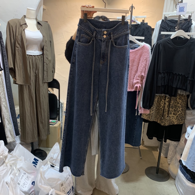 OZ韓國直郵女士新品熱賣時尚人氣真品休閑推薦牛仔褲含繩OZ.ounce牛仔褲圖色2