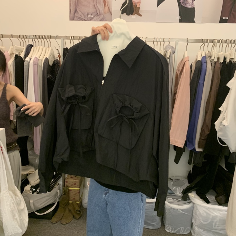 MAG韓國代購女士新品推薦時尚人氣熱賣真品休閑夾克口袋絲帶SALONDEMAG夾克圖色2