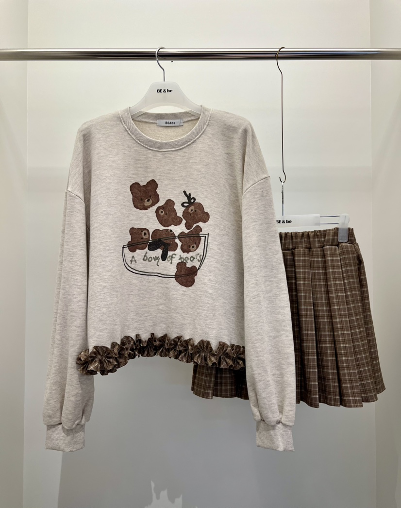 BE&amp;BE韓國直郵女士新款熱賣真品休閑時尚短裙格子褶皺BE&be短裙