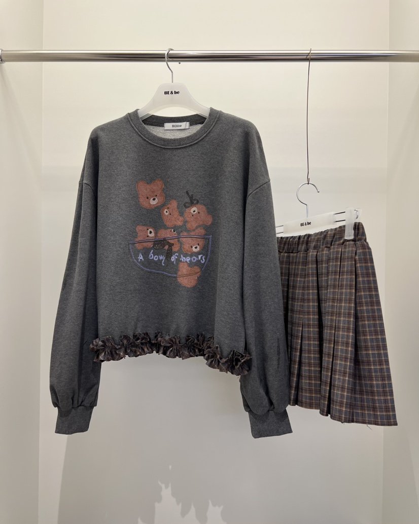 BE&amp;BE韓國直郵女士新款熱賣真品休閑時尚短裙格子褶皺BE&be短裙