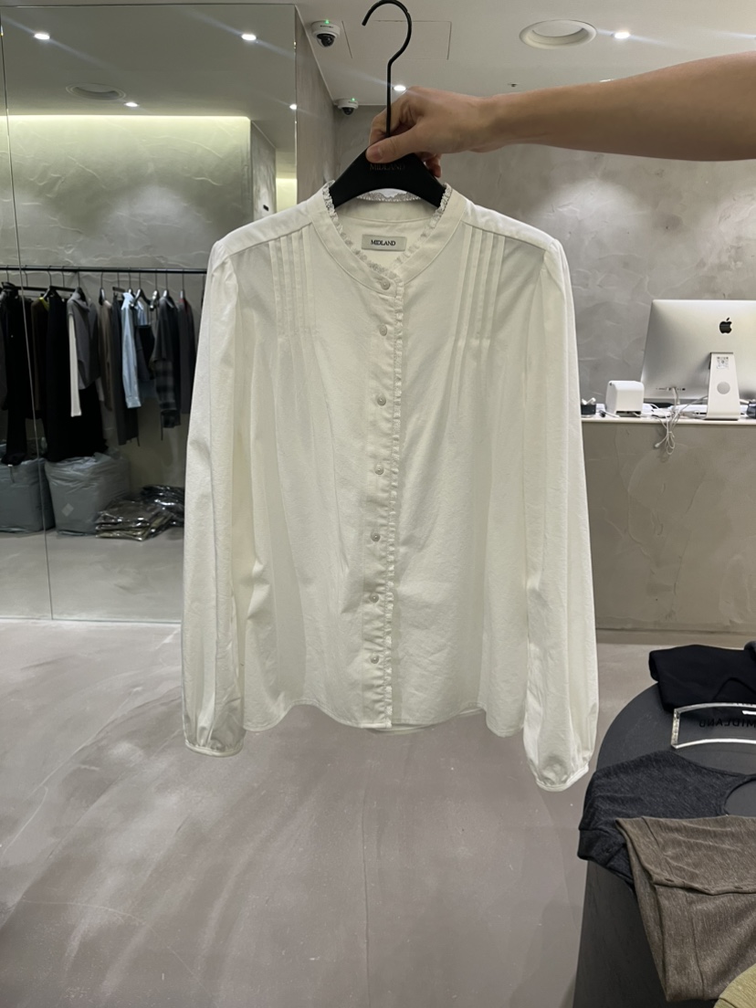MIDLAND韓國直郵女士新品人氣真品熱賣時尚襯衫蕾絲衫褶裥MIDLAND襯衫/蕾絲衫圖色1
