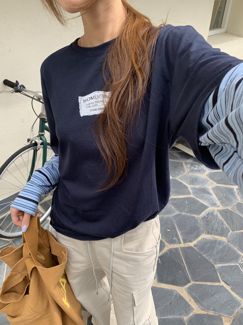 MOMENTUM東大門實拍女裝新款推薦人氣真品休閑熱賣長袖T恤MOMENTUM長袖T恤