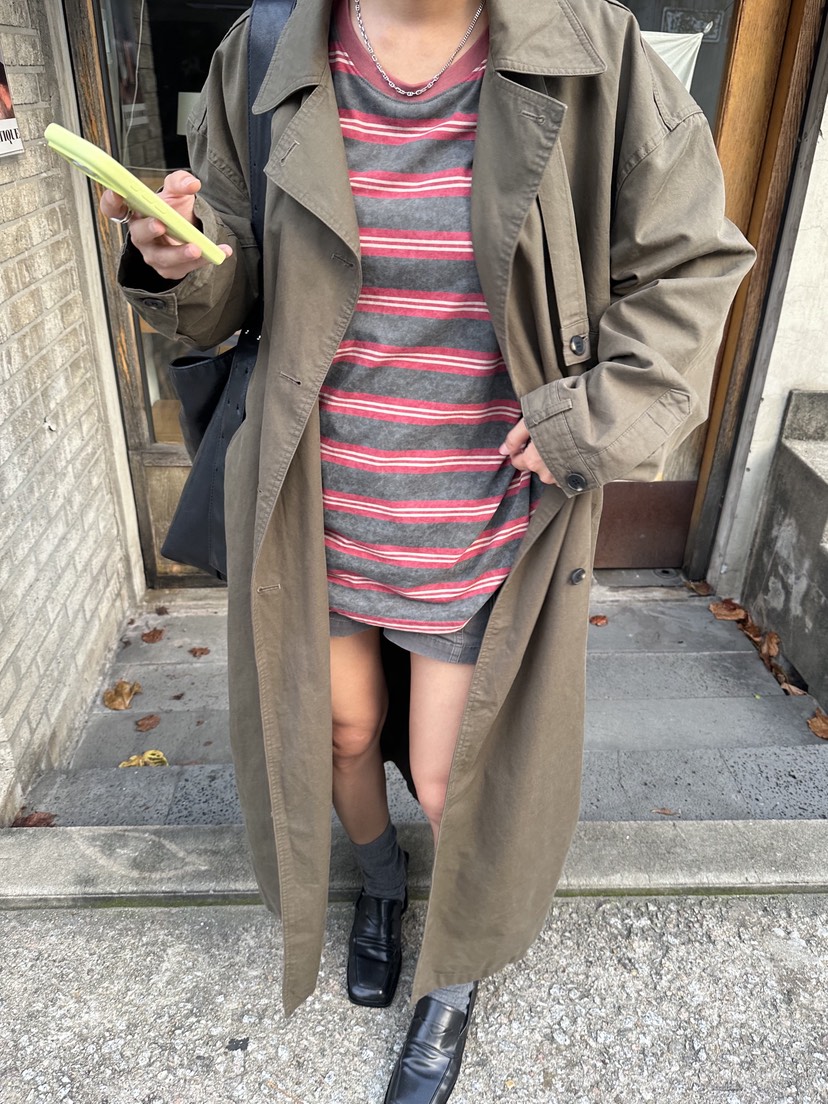 SUNDER MARKET東大門實拍女士新款熱賣推薦休閑長款風衣SUNDER MARKET長款風衣