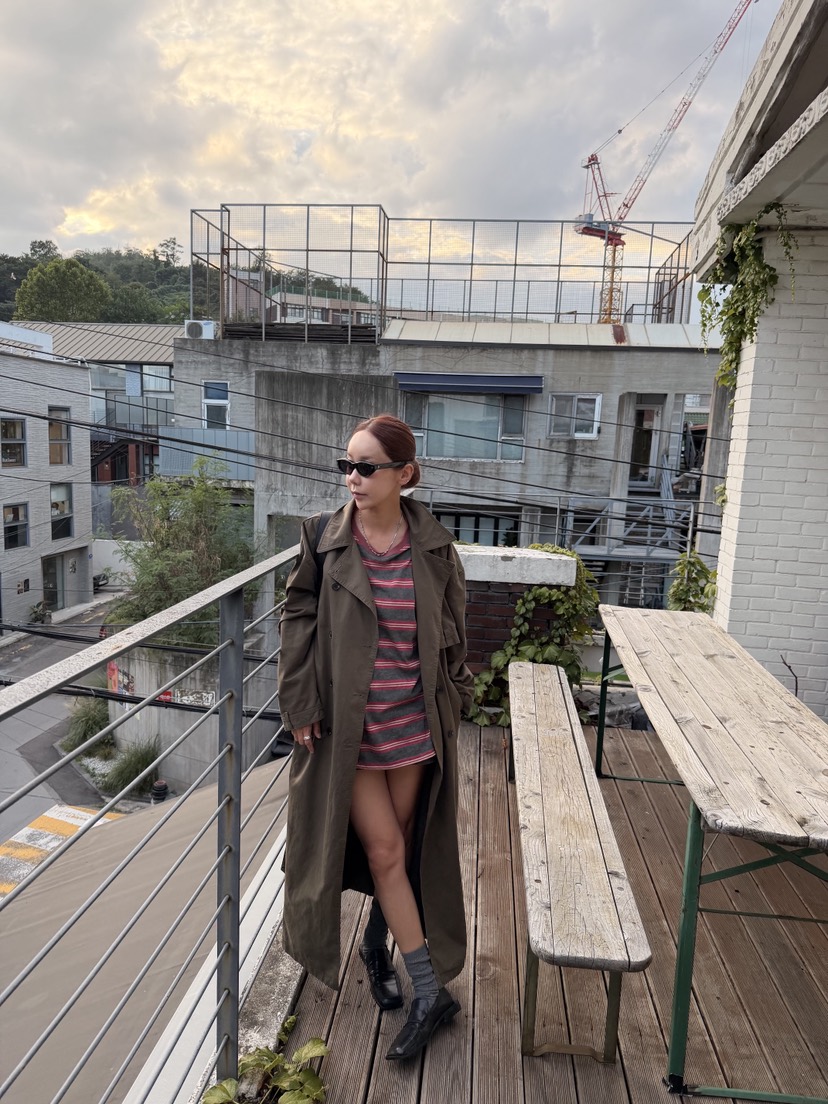 SUNDER MARKET東大門實拍女士新款熱賣推薦休閑長款風衣SUNDER MARKET長款風衣