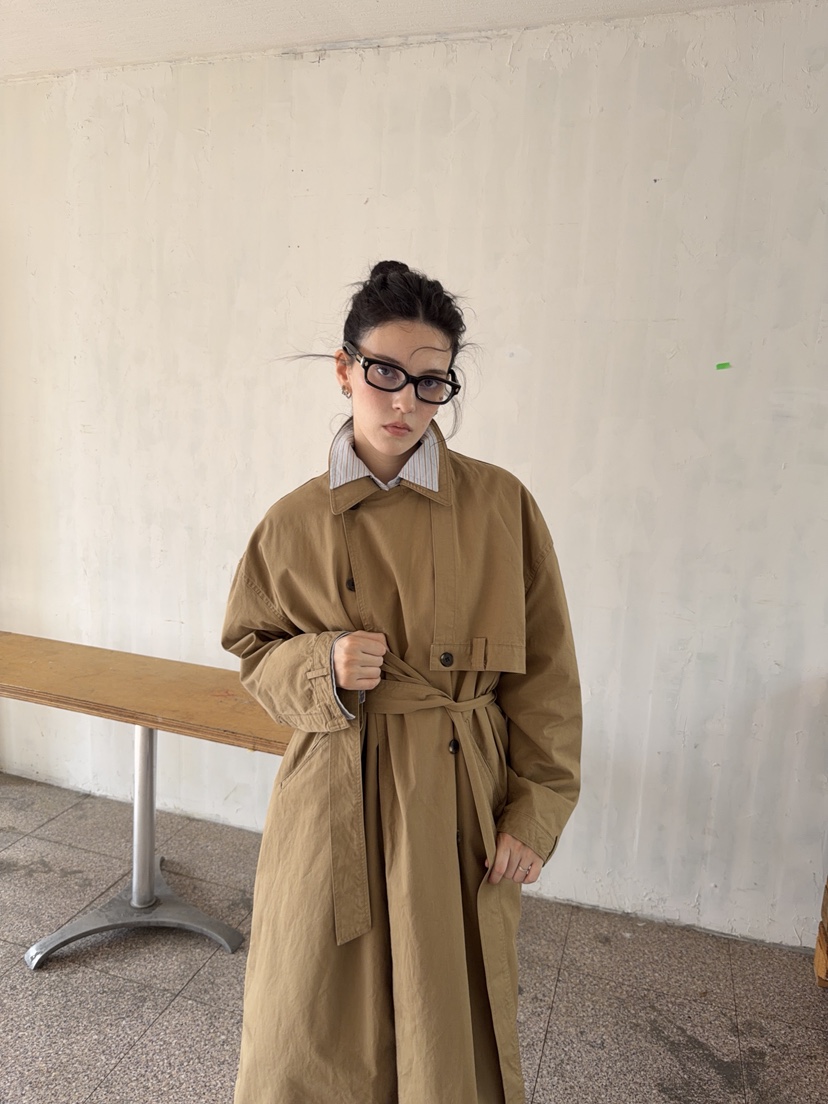 SUNDER MARKET東大門實拍女士新款熱賣推薦休閑長款風衣SUNDER MARKET長款風衣