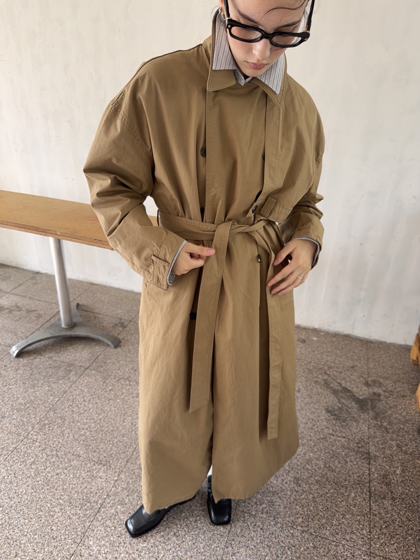 SUNDER MARKET東大門實拍女士新款熱賣推薦休閑長款風衣SUNDER MARKET長款風衣