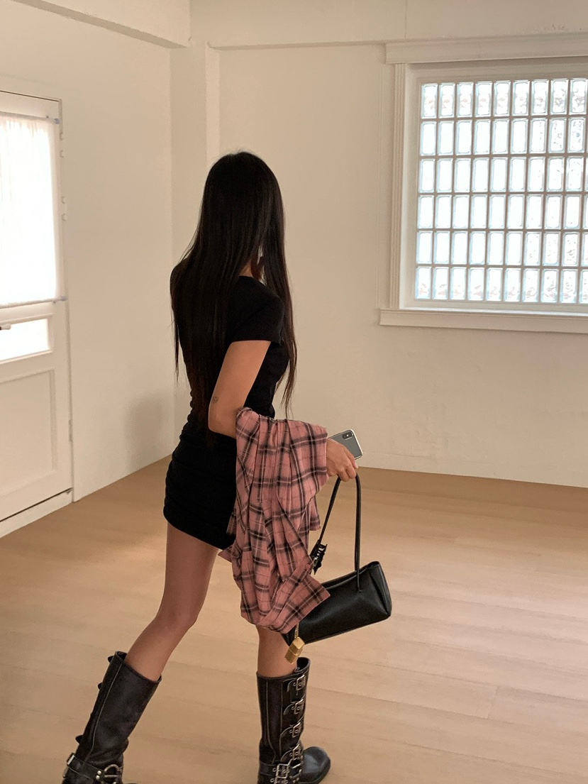 REVE CITE-L韓國代購女士新款人氣時尚真品連衣裙U領褶皺REVE CITE-L連衣裙