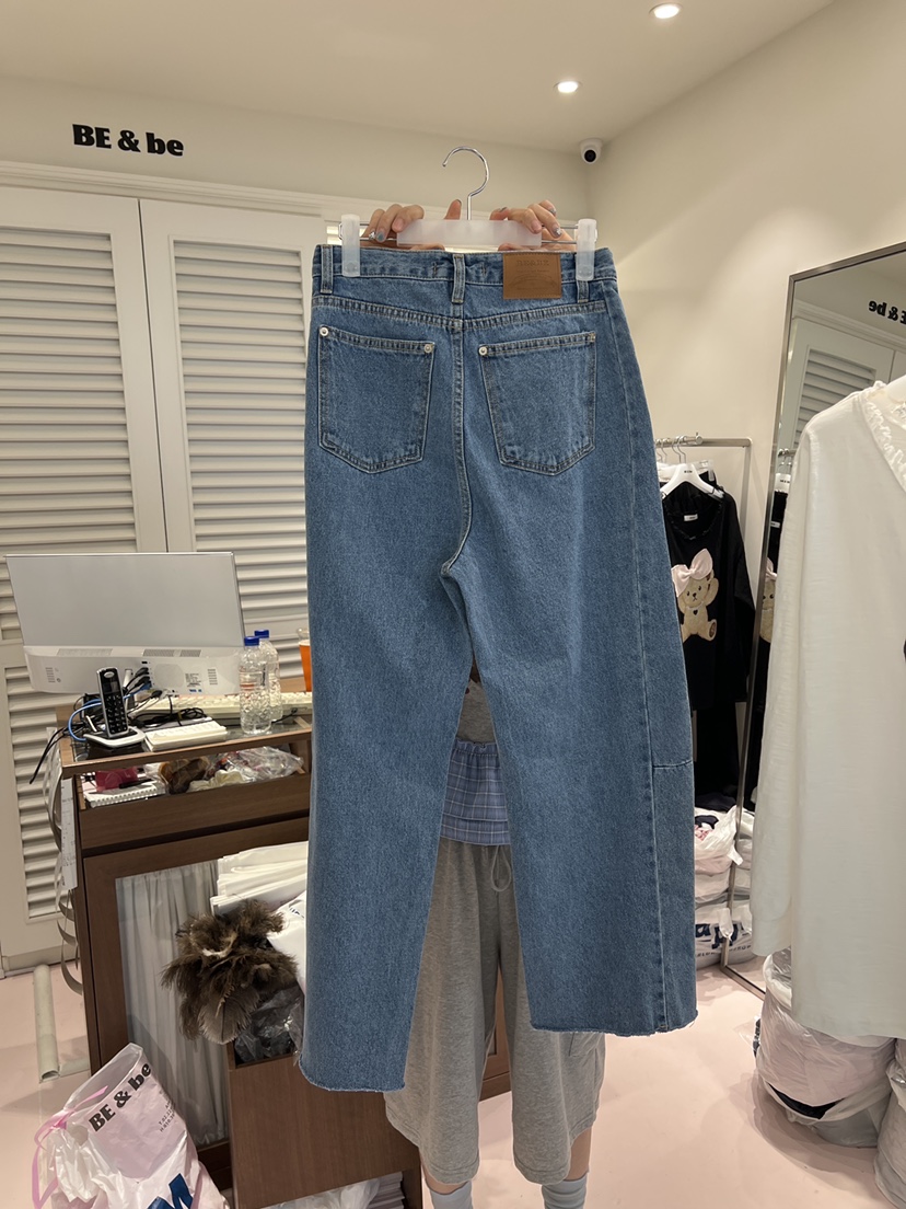 BE&amp;BE東大門直郵女裝新品休閑時尚推薦真品牛仔褲蕾絲BE&be牛仔褲