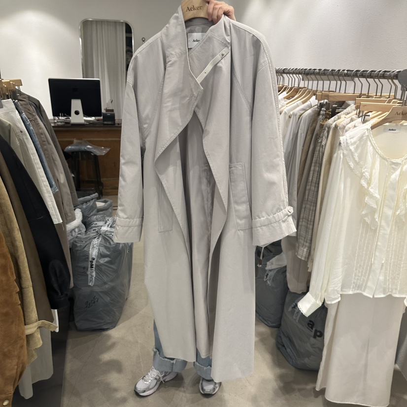ACKER東大門代購女裝新品推薦時尚人氣休閑熱賣真品長款風衣Acker長款風衣圖色1