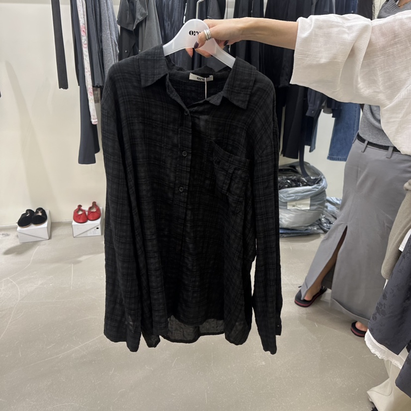 ORE-P東大門直郵女士新款人氣真品熱賣時尚襯衫蕾絲衫格紋ORE襯衫/蕾絲衫圖色2