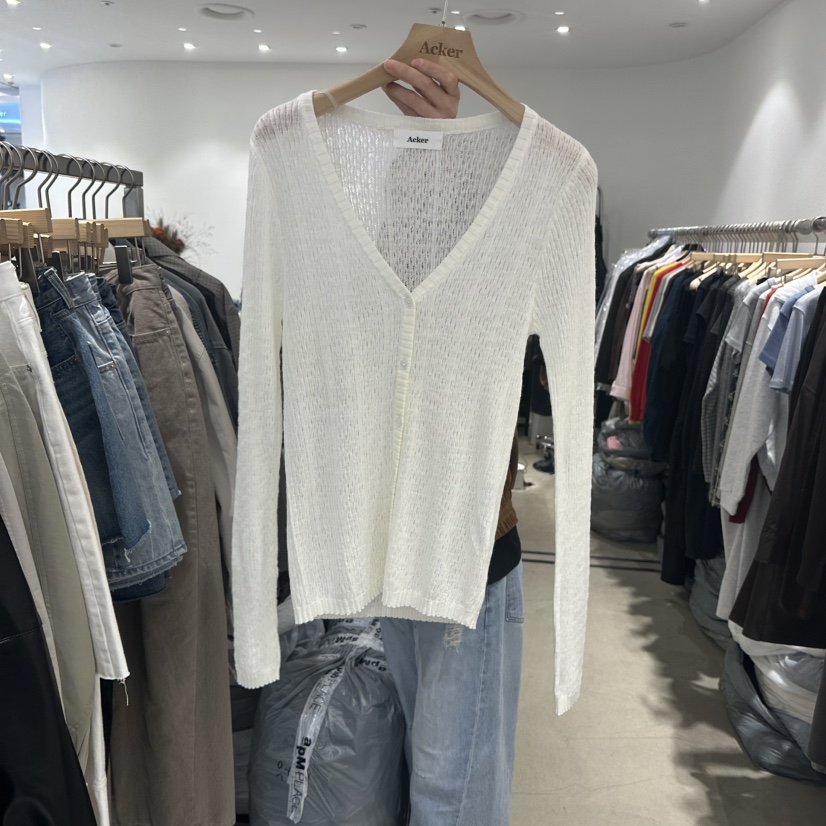 ACKER東大門代購女裝新品真品推薦休閑時尚開衫V領開衫羅紋Acker開衫圖色2