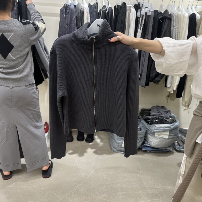 ORE-P東大門實拍女士新款真品推薦休閑開衫高領拉鏈衫羅紋ORE開衫圖色2