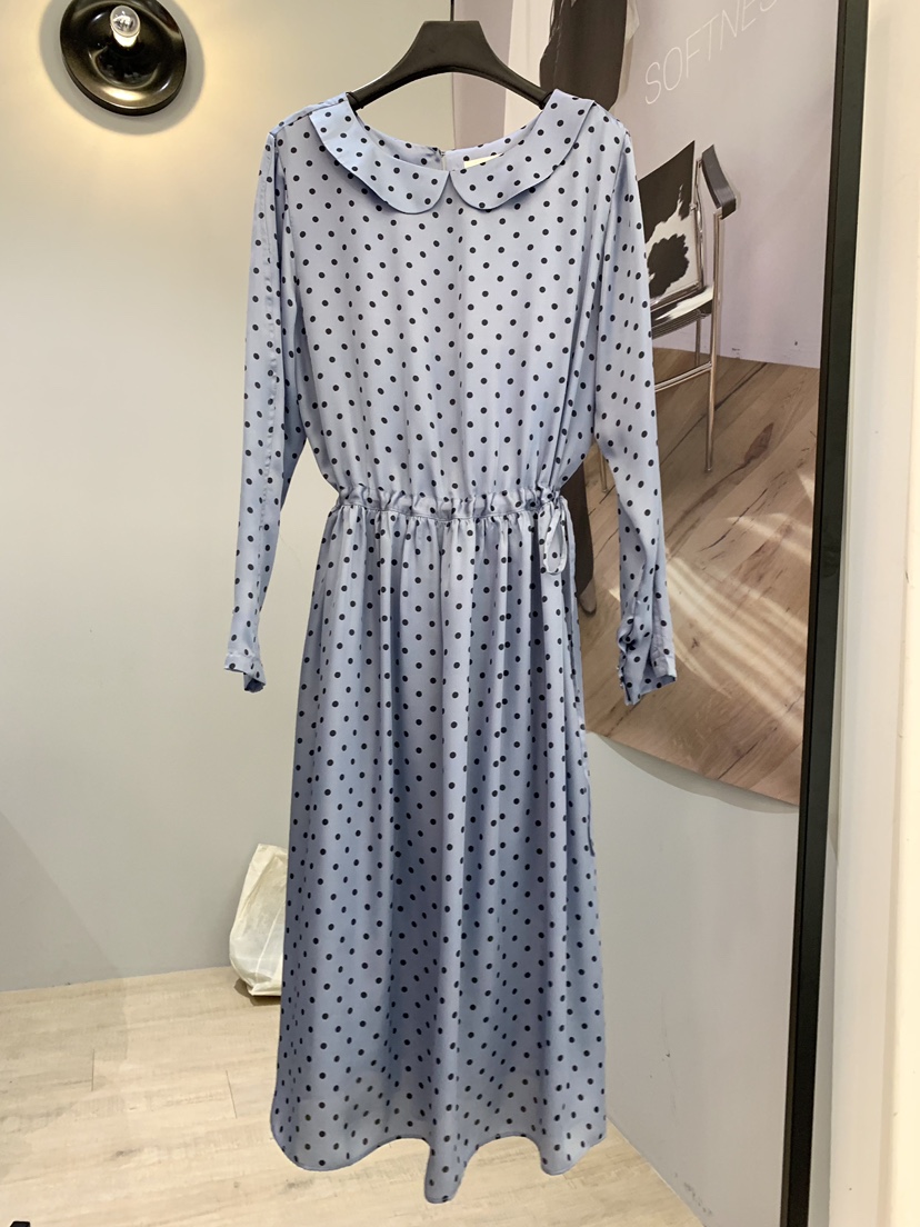 SOFTNESS東大門實拍女裝新品人氣熱賣連衣裙OPS含圍巾圓點Softness/Cosmic連衣裙