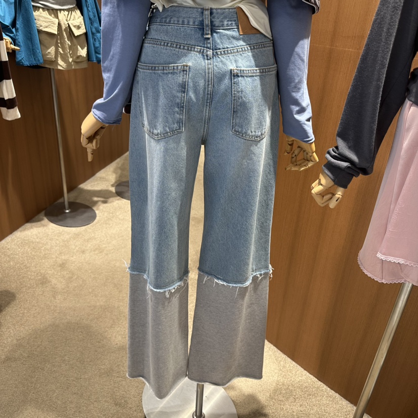 REPERTORY東大門代購女士新品真品推薦人氣牛仔褲毛圈布撞色REPERTORY牛仔褲