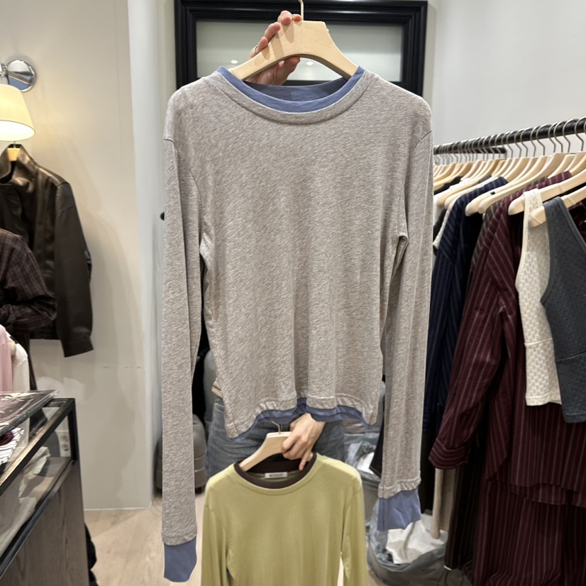 NOTTINGHAM/AVECNOUS/MODEST東大門代購女裝新品休閑長袖T恤假兩件NOTTINGHAM/AVECNOUS/MODEST長袖T恤圖色1