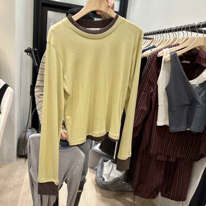 NOTTINGHAM/AVECNOUS/MODEST東大門代購女裝新品休閑長袖T恤假兩件NOTTINGHAM/AVECNOUS/MODEST長袖T恤圖色2