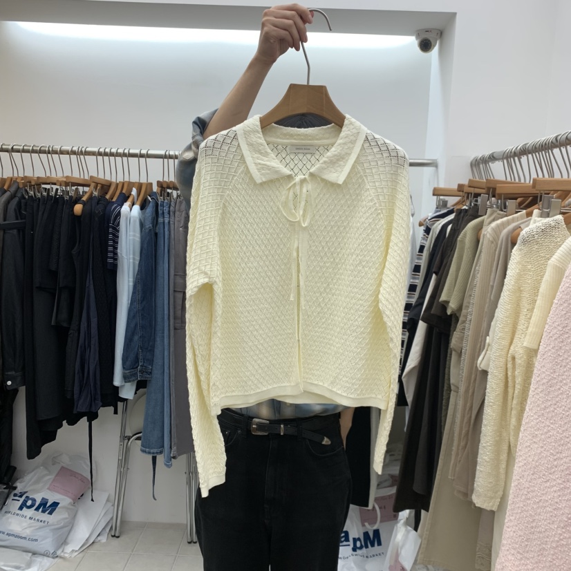 DRESS ROOM韓國直郵女裝新款推薦熱賣時尚人氣休閑開衫絲帶DRESS ROOM開衫圖色1