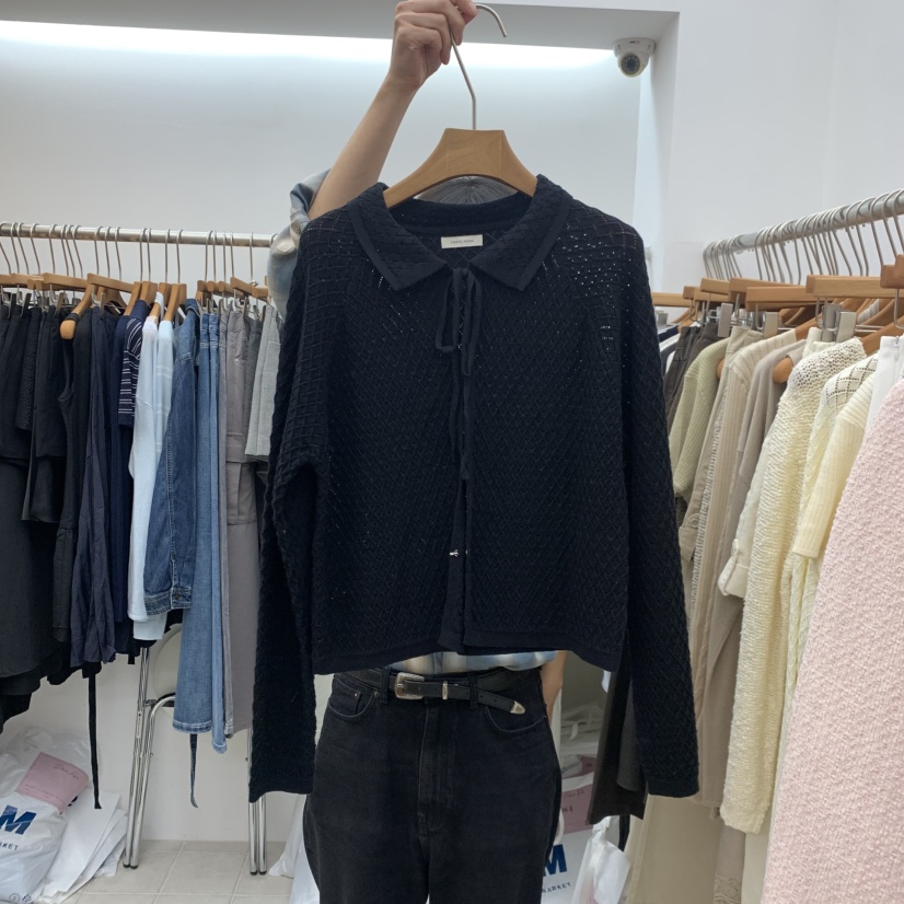 DRESS ROOM韓國直郵女裝新款推薦熱賣時尚人氣休閑開衫絲帶DRESS ROOM開衫圖色2